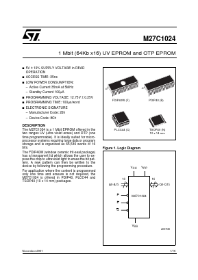 M27C1024-35XB7X Datasheet PDF STMicroelectronics