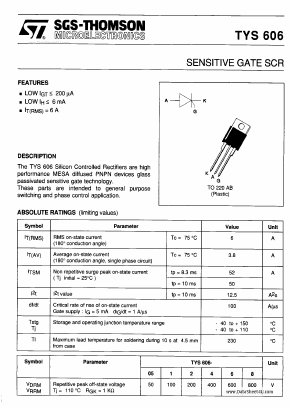 TYS606-8 Datasheet PDF STMicroelectronics