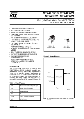 ST24LC21BM1 Datasheet PDF STMicroelectronics