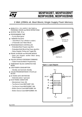 M29F002BB90N3 Datasheet PDF STMicroelectronics