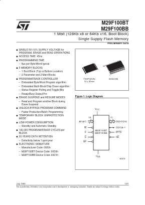 M29F100BB70N6 Datasheet PDF STMicroelectronics