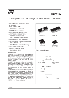 M27W102-100F6TR Datasheet PDF STMicroelectronics
