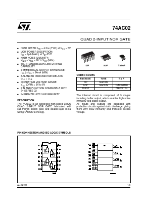 74AC02M Datasheet PDF STMicroelectronics