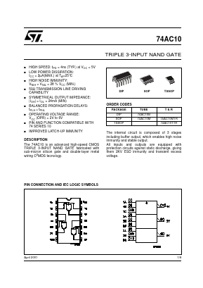 74AC10 Datasheet PDF STMicroelectronics