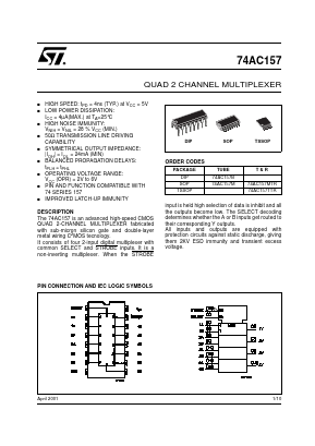 74AC157 Datasheet PDF STMicroelectronics