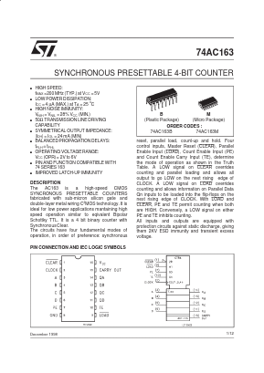 74AC163 Datasheet PDF STMicroelectronics