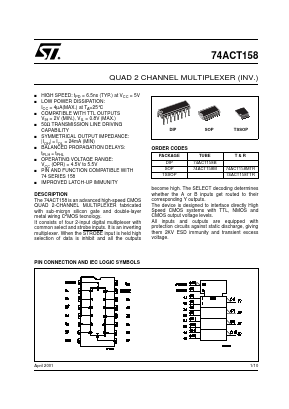 74ACT158 Datasheet PDF STMicroelectronics