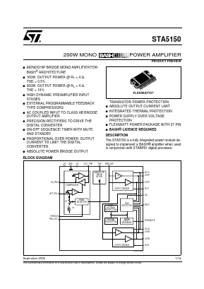 STA5150 Datasheet PDF STMicroelectronics