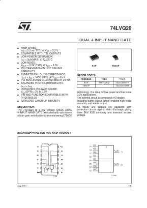 74LVQ20TTR Datasheet PDF STMicroelectronics