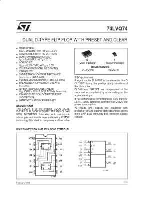 74LVQ74T Datasheet PDF STMicroelectronics