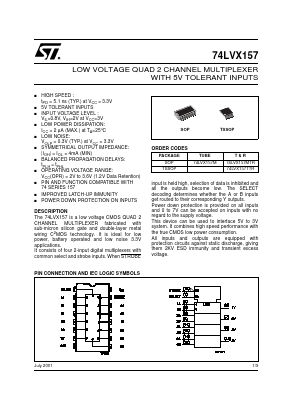 74LVX157 Datasheet PDF STMicroelectronics