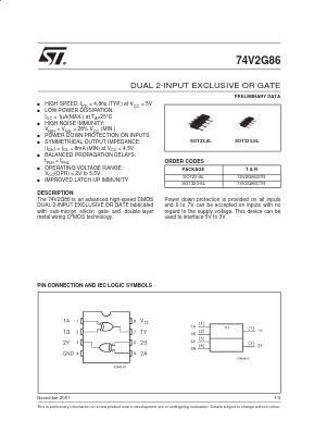 74V2G86STR Datasheet PDF STMicroelectronics