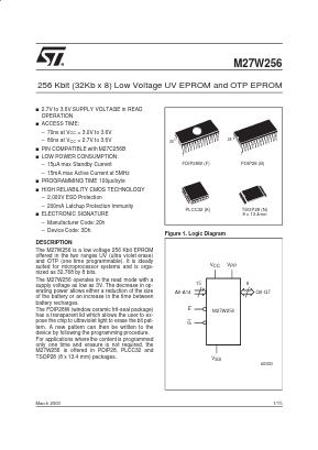 M27W256-100F6TR Datasheet PDF STMicroelectronics