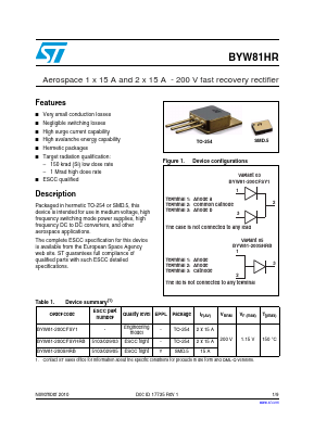BYW81-200SHRB Datasheet PDF STMicroelectronics