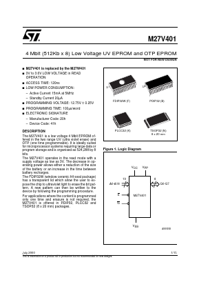 M27V401-120N1TR Datasheet PDF STMicroelectronics