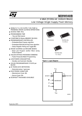 M29W040B55N1 Datasheet PDF STMicroelectronics