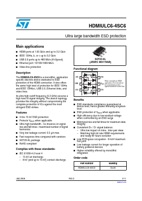 HDMIULC6-4SC6 Datasheet PDF STMicroelectronics