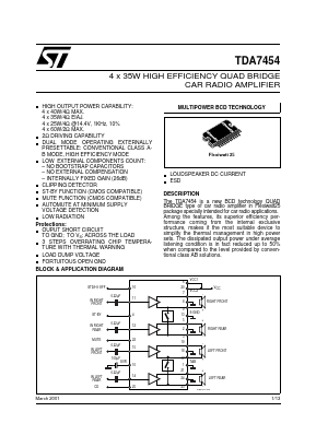 TDA7454 Datasheet PDF STMicroelectronics