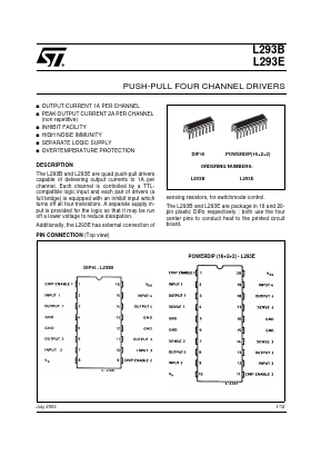 L293B Datasheet PDF STMicroelectronics