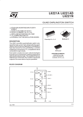 L6221AD Datasheet PDF STMicroelectronics