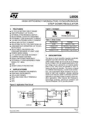 L6926D1 Datasheet PDF STMicroelectronics