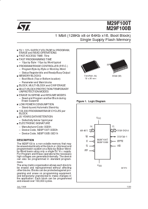 M29F100T Datasheet PDF STMicroelectronics