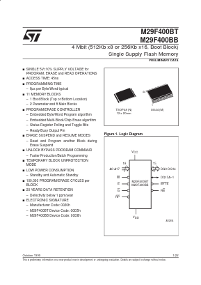 M29F400BT70M1 Datasheet PDF STMicroelectronics