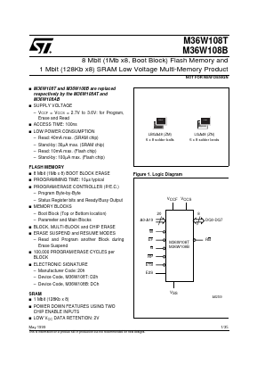 M36W108B120ZN1T Datasheet PDF STMicroelectronics