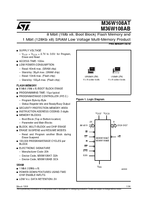 M36W108ABZN Datasheet PDF STMicroelectronics