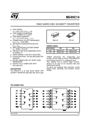 M54HC14D1 Datasheet PDF STMicroelectronics