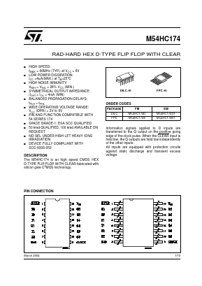 M54HC174K1 Datasheet PDF STMicroelectronics