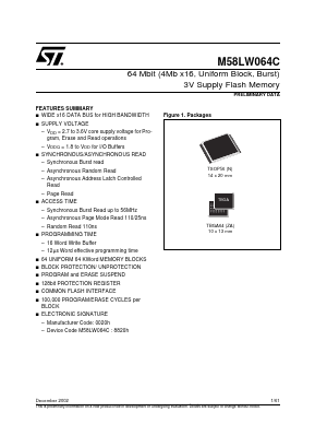 M58LW064C110ZA6T Datasheet PDF STMicroelectronics