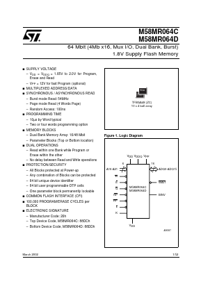 M58MR064-ZC Datasheet PDF STMicroelectronics
