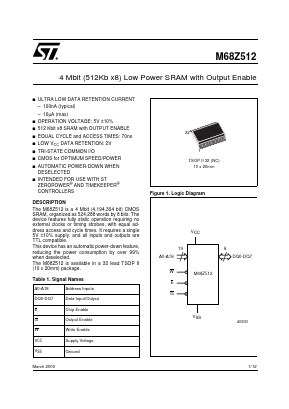 M68Z512-70NC1T Datasheet PDF STMicroelectronics