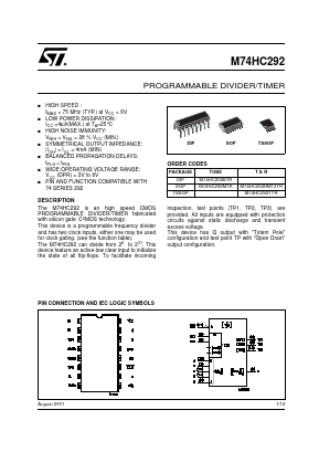 M74HC292 Datasheet PDF STMicroelectronics