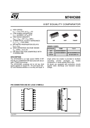 M74HC688TTR Datasheet PDF STMicroelectronics