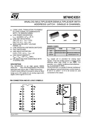 M74HC4351M1R Datasheet PDF STMicroelectronics
