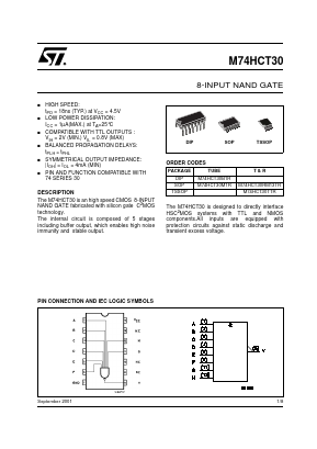 M74HCT30 Datasheet PDF STMicroelectronics