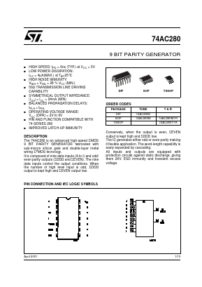 74AC280M Datasheet PDF STMicroelectronics
