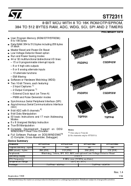ST72311J2 Datasheet PDF STMicroelectronics