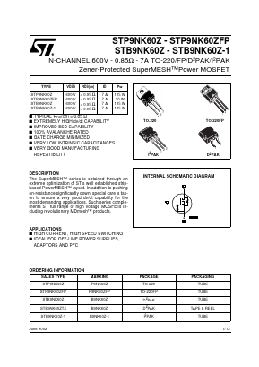 B9NK60Z Datasheet PDF STMicroelectronics