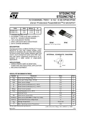 STD2NC70Z Datasheet PDF STMicroelectronics