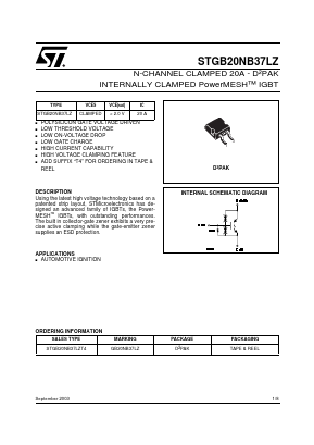 GB20NB37LZ Datasheet PDF STMicroelectronics