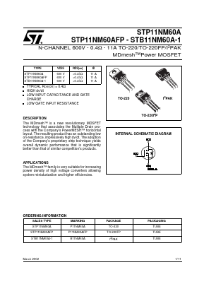 P11NM60AFP Datasheet PDF STMicroelectronics