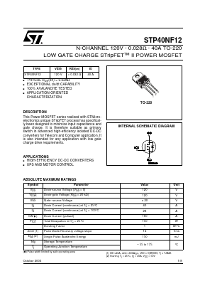 STP40NF12 Datasheet PDF STMicroelectronics
