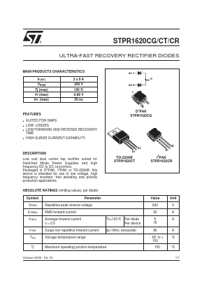STPR1620CT Datasheet PDF STMicroelectronics
