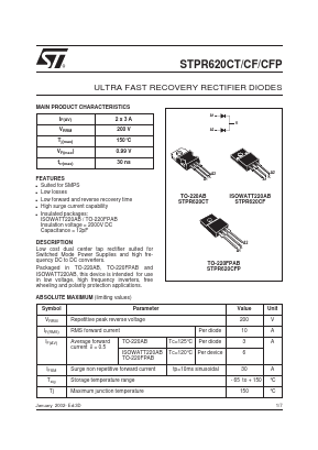 STPR620CT Datasheet PDF STMicroelectronics