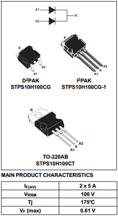 STPS10H100CG-1 Datasheet PDF STMicroelectronics