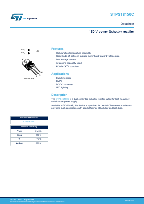 STPS16150CT Datasheet PDF STMicroelectronics