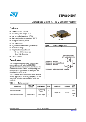 STPS6045CFSY1 Datasheet PDF STMicroelectronics